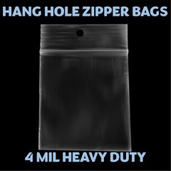 2″x2.5″ Hang Hole Zip Top Lock Seal Reclosable Poly Bags Zipper Baggies 4Mil