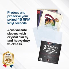4 Mil Record Sleeves (7 Inch) | Clear Polypropylene Vinyl Album Protectors fo…