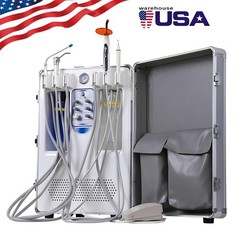 Portable Dental Delivery Unit System Mobile Suction with Air Compressor 4 Holes