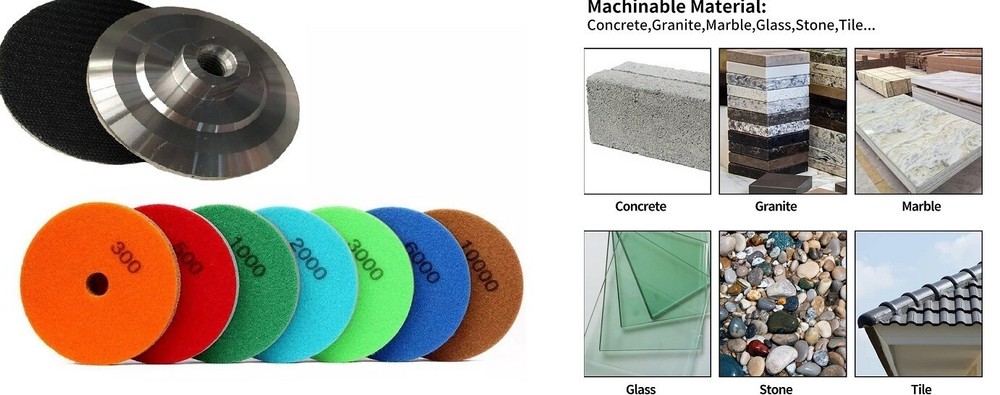 Floor Restoration Diamond Pads 4″ 16PCS Kit + Backer Holder Stone Polishing Set