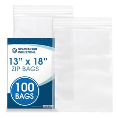 13″ X 18″ 100 Count 2 Mil Clear Reclosable Zip Plastic Poly Bags with Reseal…