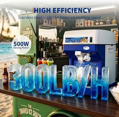 300LBS/H 500W Commercial Ice Shaver Electric Snow Cone Machine Ice Crusher US
