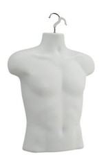 Shirt Torso Forms 10 Molded Man Frosted Fits S-L Hanging Male Mannequin White