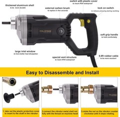 ROLAYSEE TOOLS 1500W Handheld Concrete Vibrator 6.6ft Shaft 14400VPM #R09