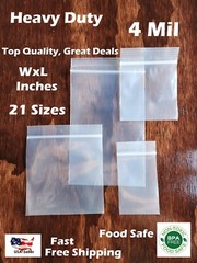4Mil HEAVY DUTY Plastic Reclosable Zipper Bags 4 Mil Clear Seal Bag Top Lock Zip