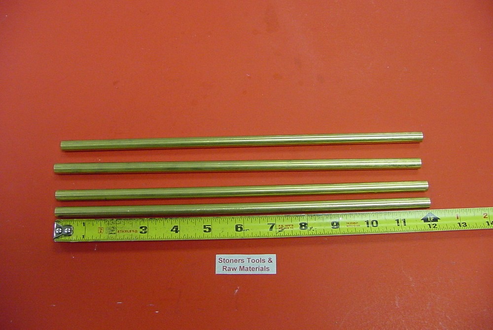 4 Pieces 3/8″ C360 BRASS SOLID ROUND ROD 12″ long New Lathe Bar Stock .375″