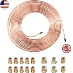 25 Ft. 3/16 OD Copper Nickel Brake Line Tubing Coil and Fitting Kit, 25 Ft of 3