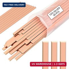50 Sticks Copper Brazing Rods Kit AWS BCup-5 15% Silver Solder HVAC Phos Copper