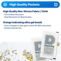 10 gram X 100 PK “Dry & Dry” Food Grade Orange Indicating Silica Gel Packets