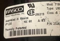 Fasco Type U90B1 Motor Fan 71902582 V230 Class B Mexico