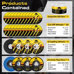 26 Packs Angle Grinder Cutting Flap Grinding Disc Wheel 4 1/2in Inches 20 Packs