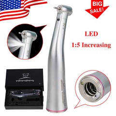 YBB Dental Electric Contra Angle Handpiece 1:1 1:5 45° Surgical Fiber Optic LED
