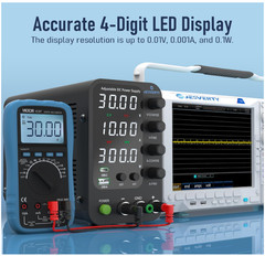 Fuente DC regulable 0-32V 10A con perilla de precisión, USB-C y pantalla LED. Nu