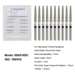 Dental Diamond Burs FG Round End Taper Bur Super Coarse Fine High Speed 856 850