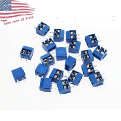100 Pcs 2-Pin Screw Terminal Block Connector 5.08mm Pitch PCB Mount Blue 100X