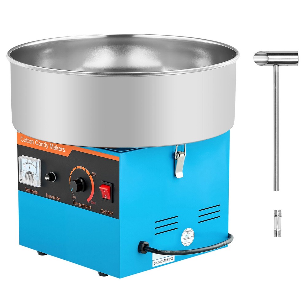 Commercial Cotton Candy Machine Electric Sugar Floss Maker Stainless Steel Blue