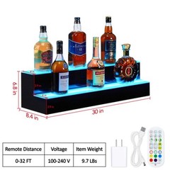 2/3 Layer LED Lighted Liquor Bottle Display Bar Shelf RF & App Control 16”-60”
