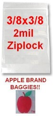 10000 APPLE BRAND 3838 3/8×3/8 2mil CLEAR ZIPLOCK BAGS 10,000 baggies 3/8″x3/8″