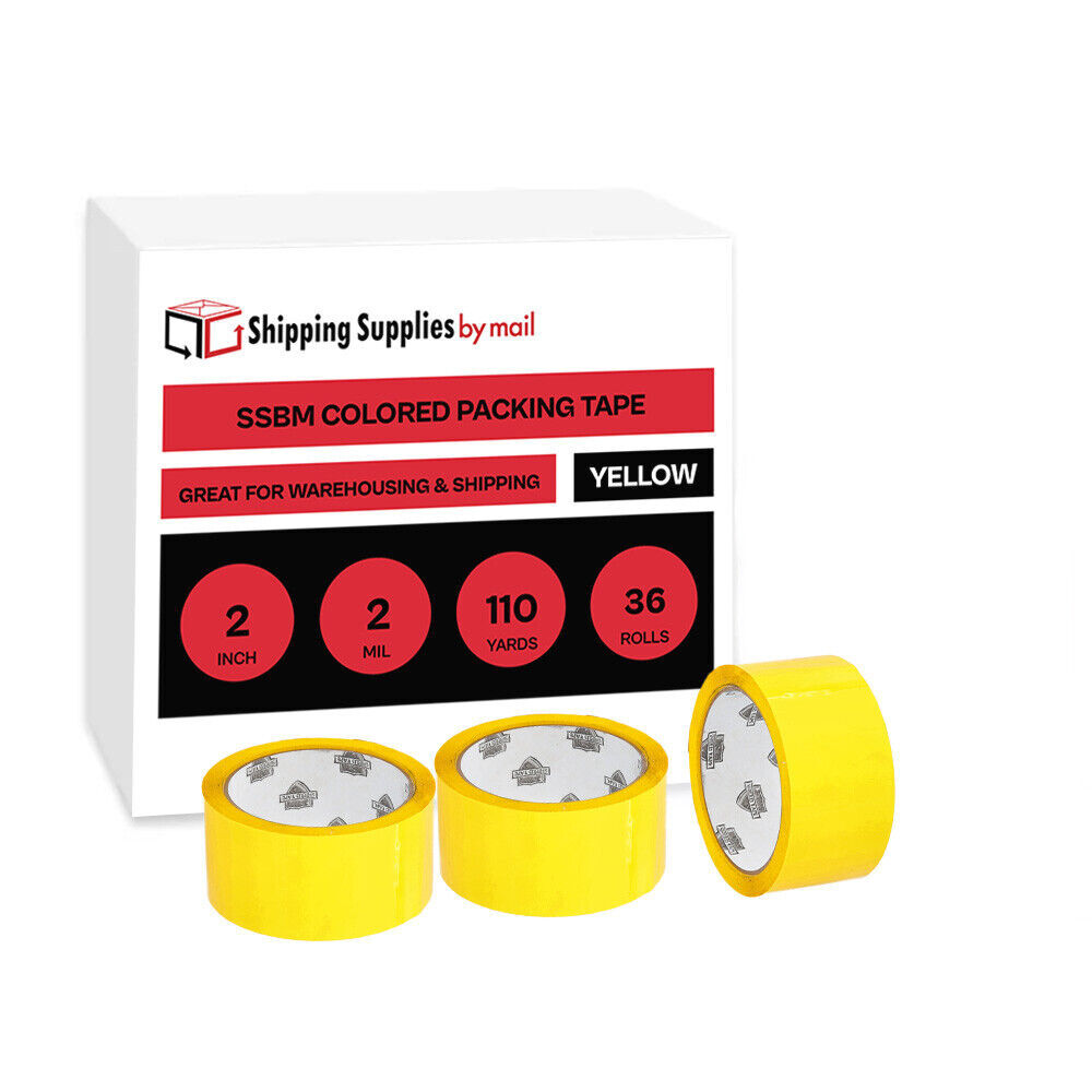 36 Rolls Yellow Color Packing Tape 2″ x 110 Yards General Purpose Tape, 2 Mil