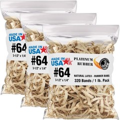 Bulk 3 Pounds – Platinum Rubber Bands USA Postal Size #64 (3-1/2 x 1/4″) 960pcs