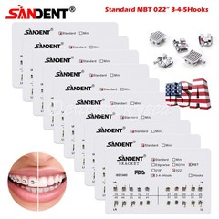 10 Kits Dental Ortho Metal Brackets Braces Standard MBT Roth 022 Hooks 3 4 5 ST