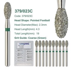 Multi-Use Football Diamond Burs FG 379/023C Egg Coarse Grit Green Friction Grip