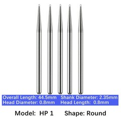 5/pk Vakker Dental Carbide Burs Long Straight HP Round Taper Burs for Low Speed