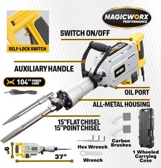60J Demolition Jack Hammer 3500W 110V 1900RPM Concrete Breaker Electric Tool