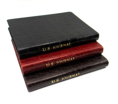 United States Travel Journal 6″ Soft Leather Cover Graphic Image 1995 Croc BROWN