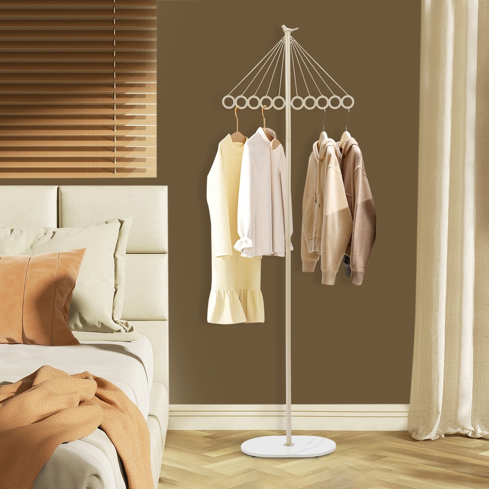 ?Coat Shelf Metal Clothing Display Rack Entrance Clothing Rack with 10 Hooks
