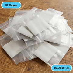 2 Mil Clear Reclosable Poly Bags with White Block Zipper 6″x 9″ Pack of 10000