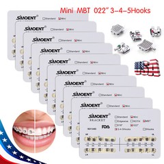 10-100Pack Orthodontic Dental Brackets Braces Mini Roth MBT.022 Slot Hooks 345/3