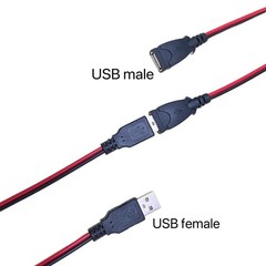4 Sets of 50cm 24AWG USB Male-to-Female Jumper Wires with Alligator Clips, Po