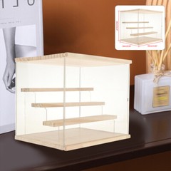 Wood & Acrylic 4-Tier Display Shelf Dustproof Ornament Case 30.5 × 24 × 26 cm