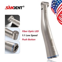 SANDENT Dental Fiber Optic LED 1:1 Contra Angle Low Speed Handpiece Push DL