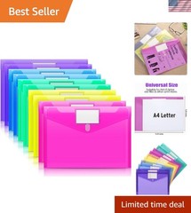 Colorful 10-Pack A4 Size Plastic Document Pouches – Waterproof & Durable Design