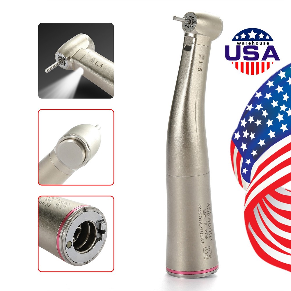 1-10 PCS Dental 1:5 Increasing LED Fiber Optic Contra Angle Handpiece ASkeadnt