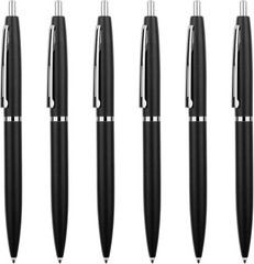 6 Pack Black &Sliver Click Ballpoint Pens -1.0mm Medium Point Black Ink with …