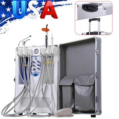 Portable Dental Delivery Unit System Mobile Suction with Air Compressor 4 Holes