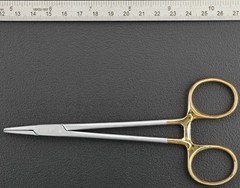 Aesculap BM065R Mayo-Hegar Needle Holder, Straight, Serr, TC 6″