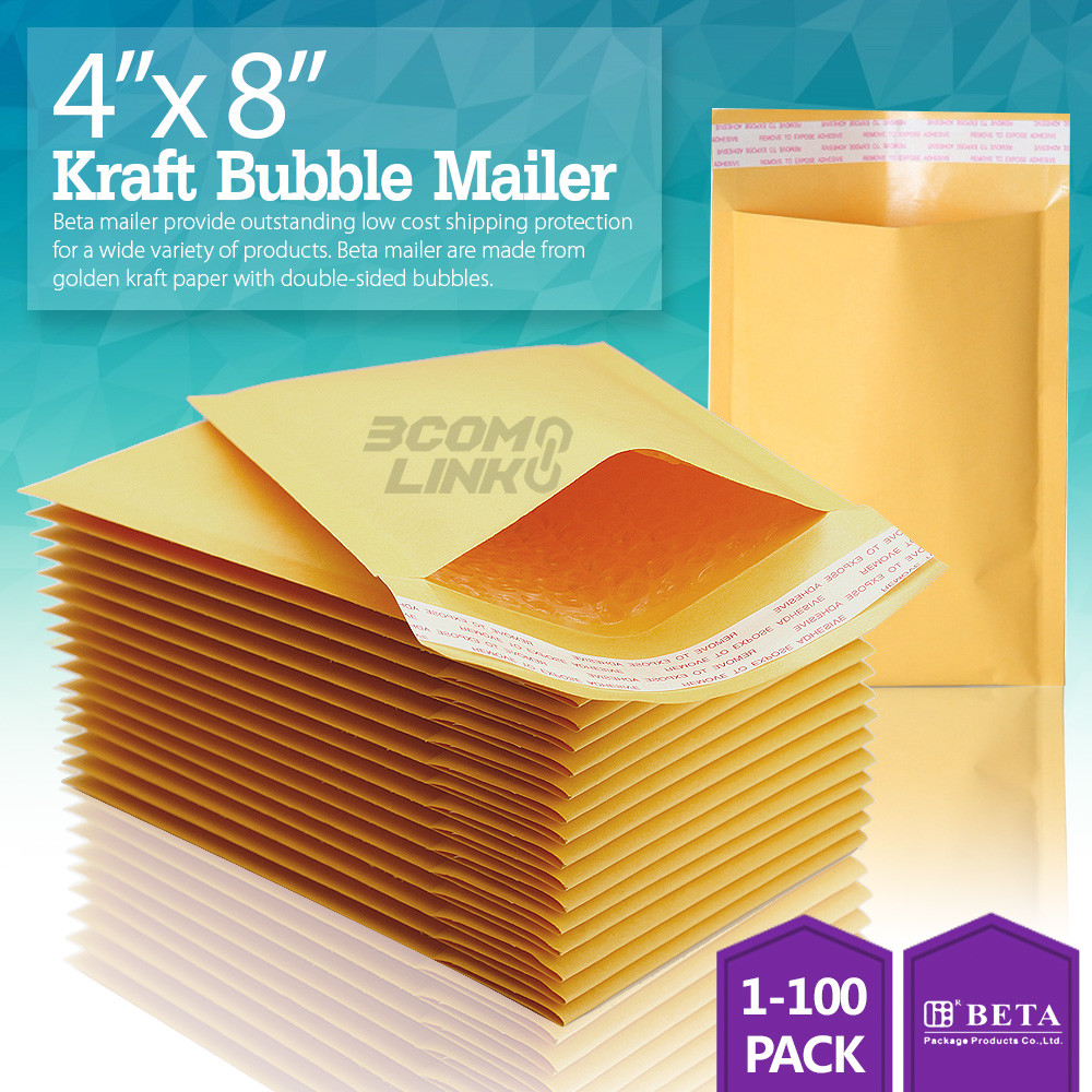 4×8 (4×7) Kraft Self Seal Bubble Mailer Padded Envelope, #000 25,50,100,500