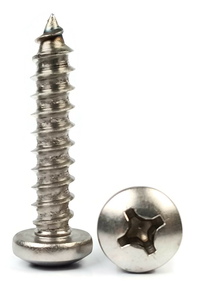 #12 Sheet Metal Screws – 316 Stainless Steel Phillips Pan Head – Select Length