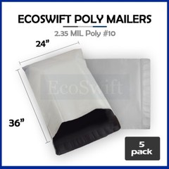 5 24×36 LARGE EcoSwift White Poly Mailers Shipping Envelopes Self Sealing Bags