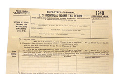 United States U.S. INDIVIDUAL INCOME TAX RETURN Form 1040A Unused IRS VTG 1949
