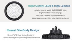 6 Pack 200W UFO Led High Bay Light Industrial Warehouse Commercial Light Fixture