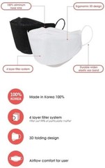 10-100 Pack KF94 WHITE Face Protective Mask Made in Korea KFDA Approved Adult