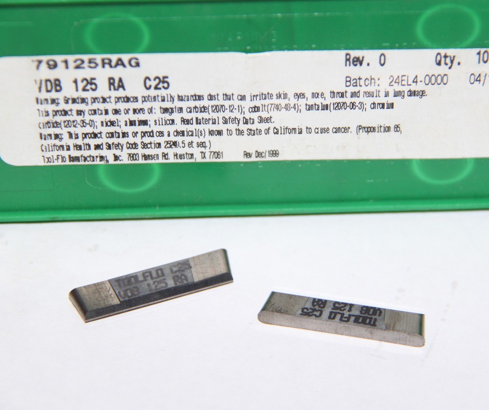 VDB 125 RA C25 TOOLFLO *** 10 INSERTS *** FACTORY PACK ***