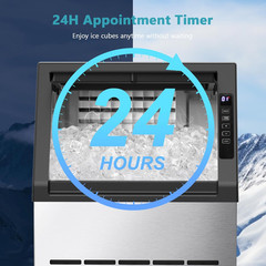 Commercial Ice Maker Machine,80Lbs/24H Stainless Steel Ice Machine,24Lbs Storage
