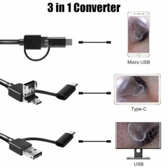 HD Ear Endoscope Otoscope LED Camera Tool Cleaning Wax Pick Cleaner Removal Kit