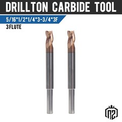 2 PCS 5/16″ 3 Flute Carbide 1/4″ Shank 4″ Overall Long End Mills – ALCrN Coated